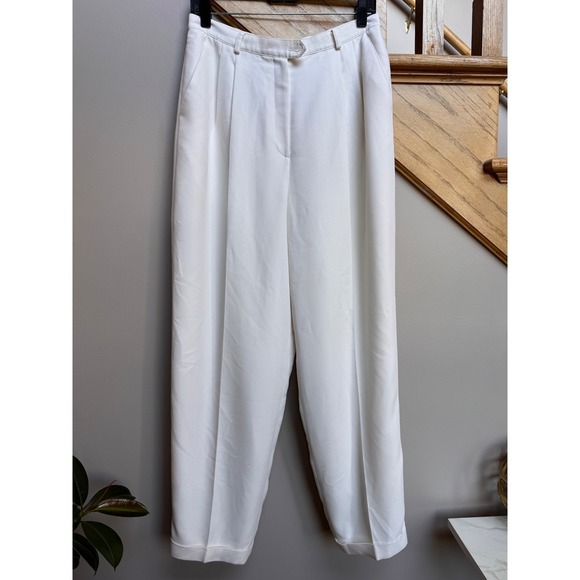 Lauren Ralph Lauren Womens White High Waist Dress Pants Sz 12 Quiet Luxury Old $ - Picture 2 of 7
